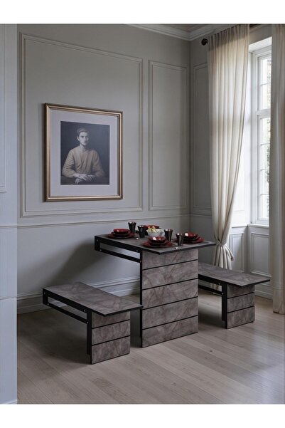 NESTRO Firuze Duvara Monte Katlanabilir 2 Tabureli Pratikyemek Masası Mutfak ...