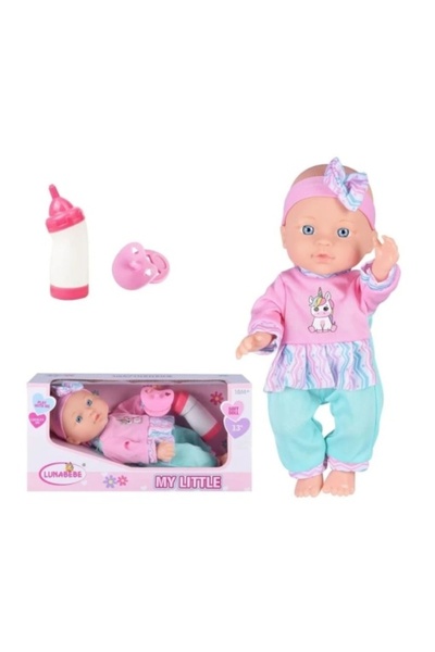 CREATIVE Jucărie pentru bebeluși cu biberon, suzetă, haine și căciulă, 18+ luni, 27 cm, roz-albastru