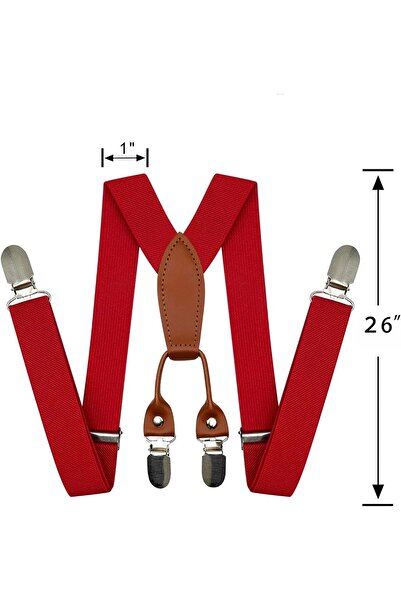 THE WHITE SHOP Adjustable Boy Suspenders and Pre-tied Tie, Kids Bowtie and Suspenders with 4 Strong