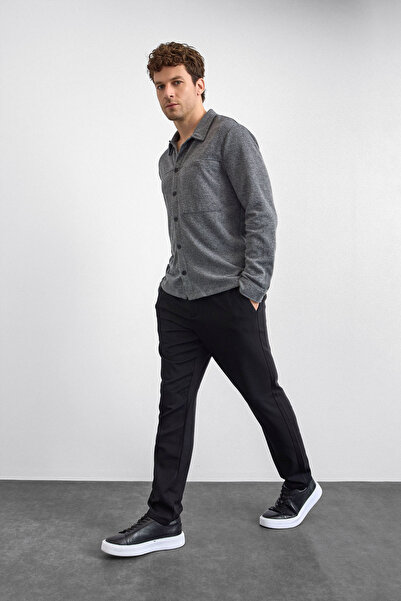 Back And Bond Γκρι πλεκτό πουκάμισο κανονικής εφαρμογής