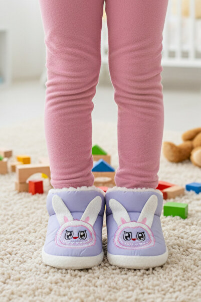 Ekonomik Ayakkabı Sevimli Hayvan Figürlü Bebek ve Çocuk Panduf – Kaydırmaz Tabanlı, Peluş Astar, Kışlık Ev Patik