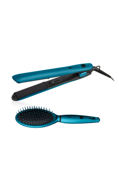 LABOR PRO LOVELY gift set: hair straightener + brush - ROYAL BLUE