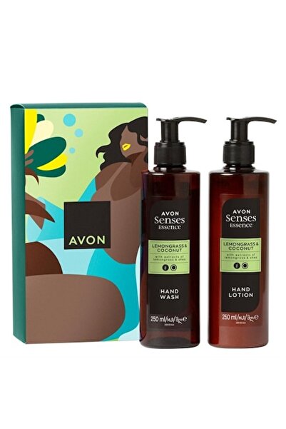 AVON Senses Essence Duo Hand Cream & Liquid Soap Set, Lemongrass & Coconut, 2x250 ml