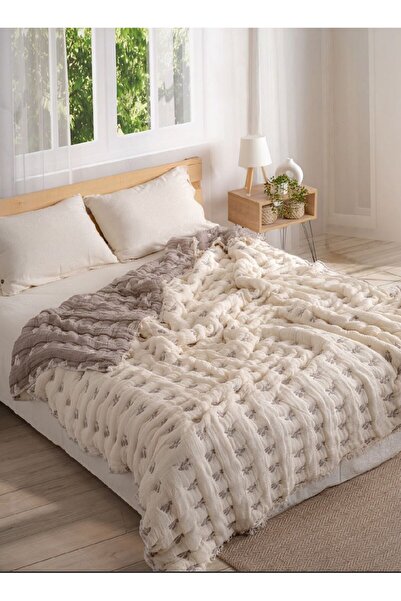 Peshtemalsan 9 KATLI %100 PAMUK MÜSLİN YORGANYATAK ÖRTÜSÜ KAHVE
