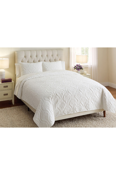 Bee Home Bed and Bath لحاف TGX AMP أبيض بتصميم زهور | لحاف مزدوج مضغوط من ثلاث قطع، مصنوع من القطن بنسبة 100% | الجمعة السوداء
