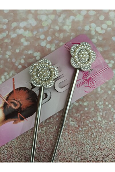 GÜLPEŞE 2-Piece Pearl Detailed Silver Color Pen Buckle Japanese Buckle