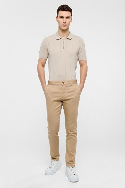 Back And Bond Beige Woven Chino Pants