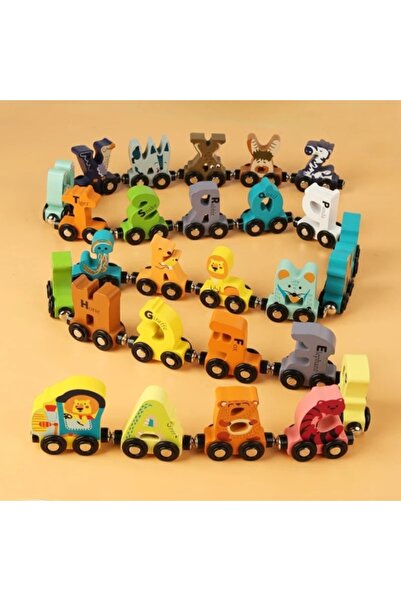 CREATIVE Wooden magnetic train with 26 letter and animal carriages, multicolor, for ages 3+