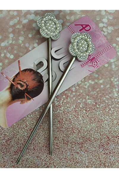 GÜLPEŞE 2-Piece Pearl Detailed Silver Color Pen Buckle Japanese Buckle