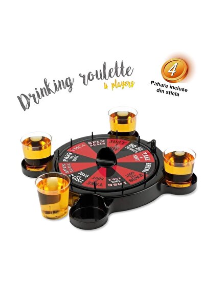 Flippy Drinking Game Roulette with Flippy Shot Glasses, 15 x 16.5 cm, Red/Black