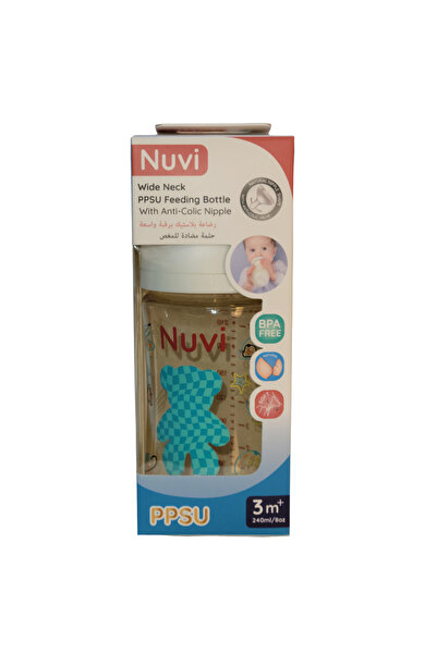 Nuvi 240ml Wide Neck PPSU Feeding Bottle With Anti-Colic Nipple 3M+