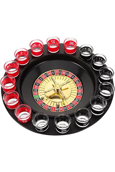 Flippy Flippy Roulette Game, with Shot Glasses and Blackjack Game Board, 31 cm, Multicolor