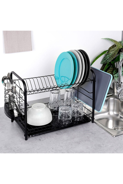 Other Suszarka na naczynia czarna 2-poziomowa 51,5x24,5x33 cm