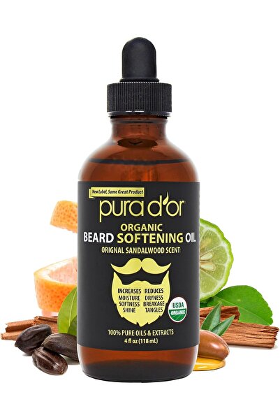 Pura D'or Organic Beard Oil, 118 ml - Natural Leave-In Conditioner with Argan & Jojoba Oil