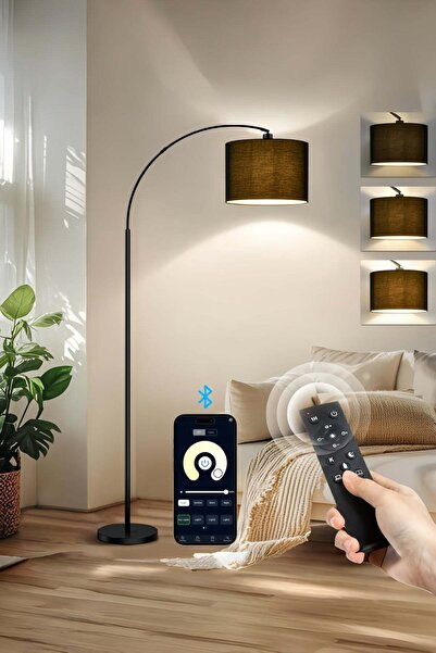 Venpara Amoyls Adjustable Hanging Drum Shade Floor Lamp - Remote, 3-Color Dimmable LED, 90x90x155cm
