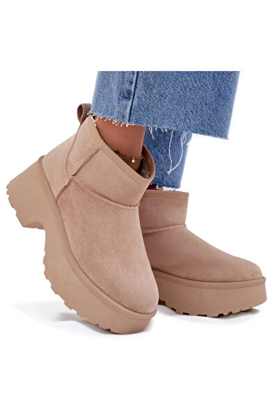 BOTO Botine De Zăpadă Femei Joase Slip-On Căptușite Cu Blană Khaki Mavelle 39