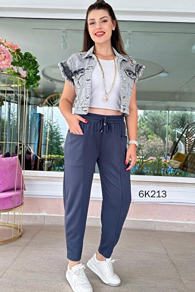 İnce Topuk Modal Kumaş Çimalı Eşofman Altı 6k213