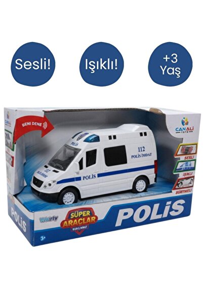 Can Ali Toys Sesli ve Işıklı Polis Aracı – Sürtme Güçlü Oyuncak Araç (112 Pol...