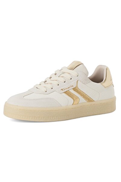 Tamaris Damen Low Sneaker Low Top 1-23723-44 Weiß 132 White/LT Gold Leder/Syn...