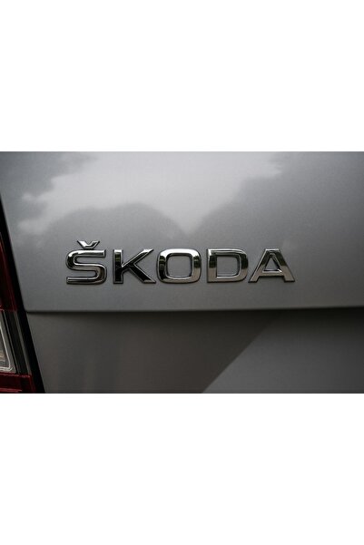 Skoda Car Emblem, Metallic Gray, 14.5 cm, Self-adhesive