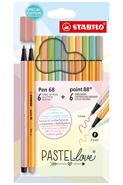 Other Set de 68 de pixuri cu vârf de pâslă și markeri Pastellove cu vârf fin în cutie de carton, 12 buc. 6888/12-7-7