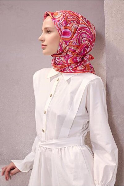 Belli Tivil Pure Silk Scarf 4222 - 55 Πορτοκαλί αφηρημένο σχέδιο