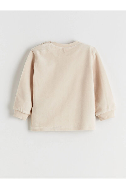 LC Waikiki Lcw Baby Beige Printed Baby Girl Sweatshirt and Pants 2-Pack