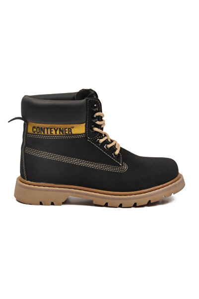 CONTEYNER Black Unisex Worker Boots