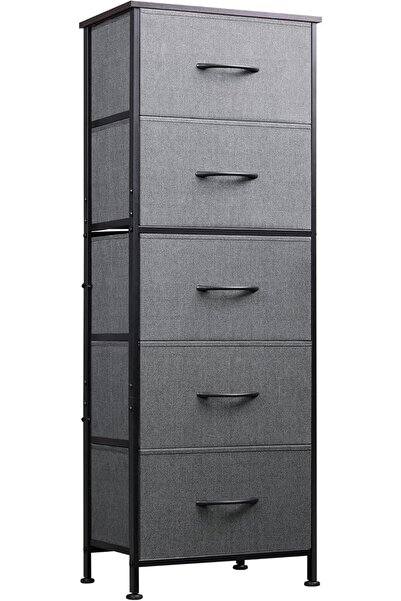 Gogoya خزانة تخزين عمودية من القماش بخمسة أدراج مع سطح خشبي وإطار فولاذي