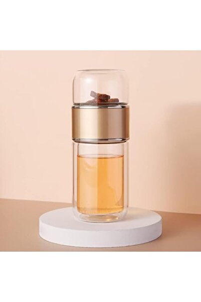 Goodern زجاجة شاي سفر زجاجية مزدوجة الجدار سعة 350 مل مع فلتر من الفولاذ المق...