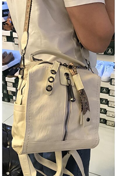 Guja 25Yg536 Women's Leather Functional Backpack and Shoulder Bag