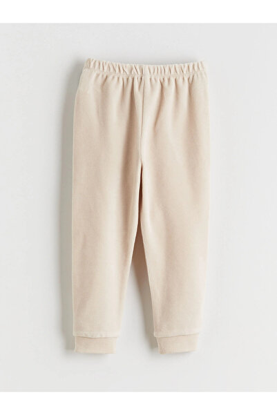 LC Waikiki Lcw Baby Beige Printed Baby Girl Sweatshirt and Pants 2-Pack