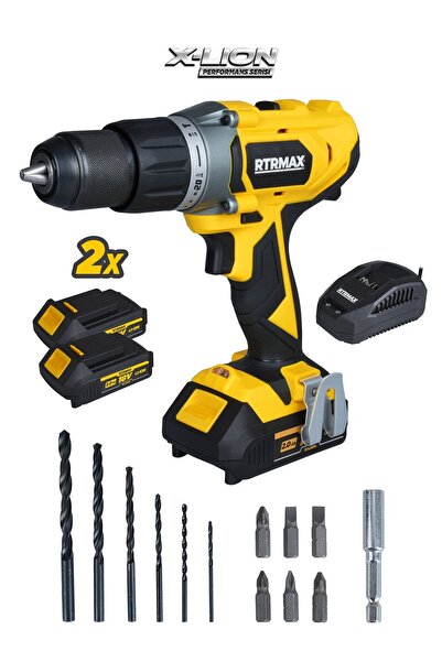 Rtrmax RTX1820SET Şarjlı Darbeli Matkap 4'lü Set -Bits Uç + Kemer Klipsli Adaptör Seti-Uç Tutucu-Eldiven