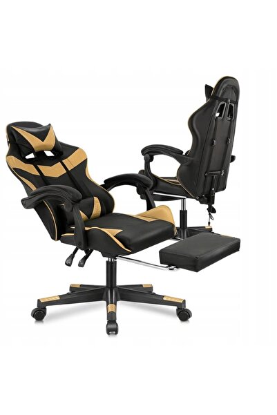 zola Ergonomic gaming chair, adjustable, headrest and lumbar cushion, 150 kg, black/gold