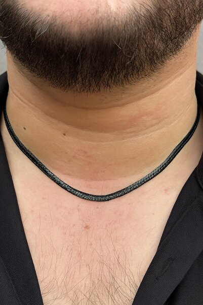 TAKIŞTIR Black Color Men's Chain Steel Necklace (55cm)