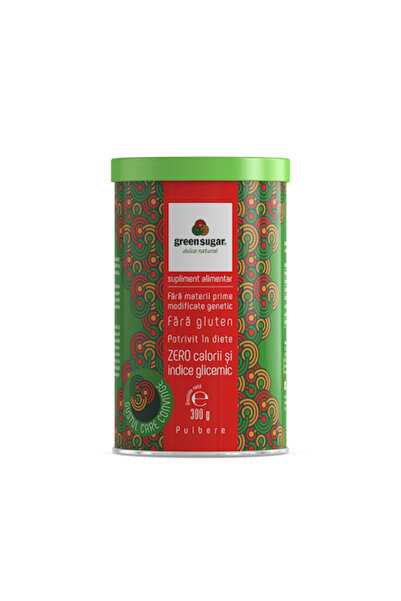 GREEN SUGAR Îndulcitor pudră, zahăr verde, cutie metalică 300g