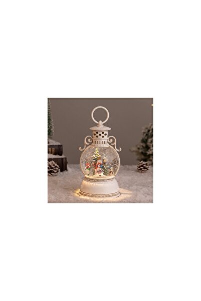 Aca Felinar LED rotund premium — figurine rotative la 360°, muzical, baterie și USB, zăpadă de Crăciun