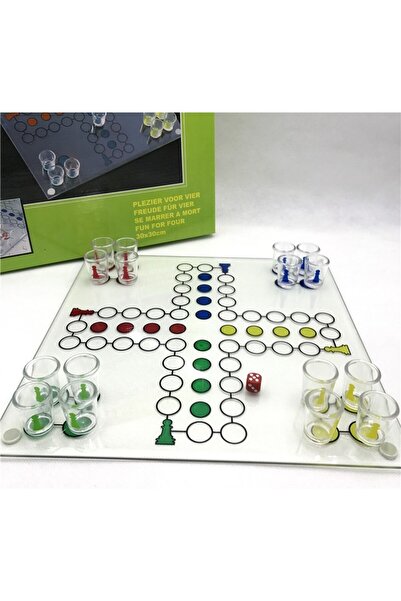 dalip Drinking Game 'Nu te supara frate' with Glass Shot Glasses, 30x30 cm, Multicolor