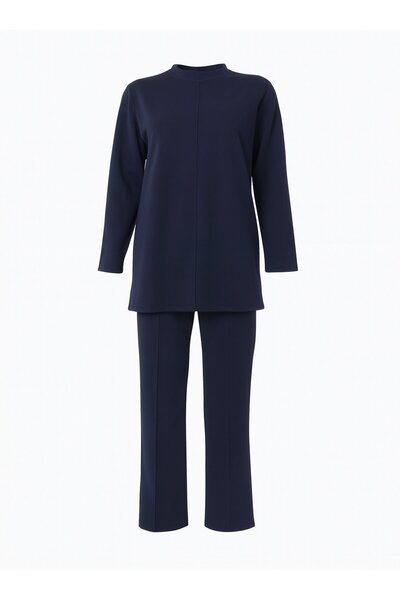 ALİA Туніка та штани зі швами на передній частині, спортивний комплект великих розмірів - синій -