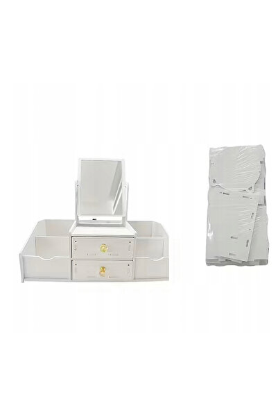 zola Οργανωτής καλλυντικών, καθρέφτης, 4 χώροι αποθήκευσης, 2 συρτάρια, διογκωμένο PVC, 40×20×33 cm