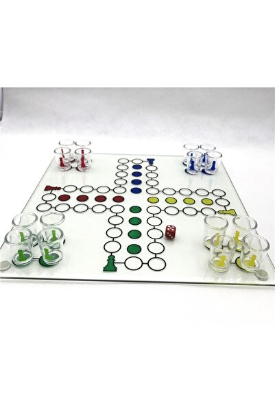 dalip Drinking Game 'Nu te supara frate' with Glass Shot Glasses, 30x30 cm, Multicolor