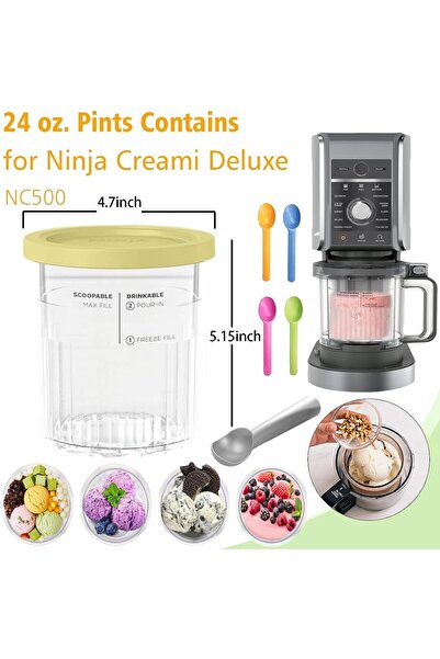 007 Pack of 4 Creami Tubs and Lids for Ninja NC500/NC501 (24 oz) - YOUlDIANZI