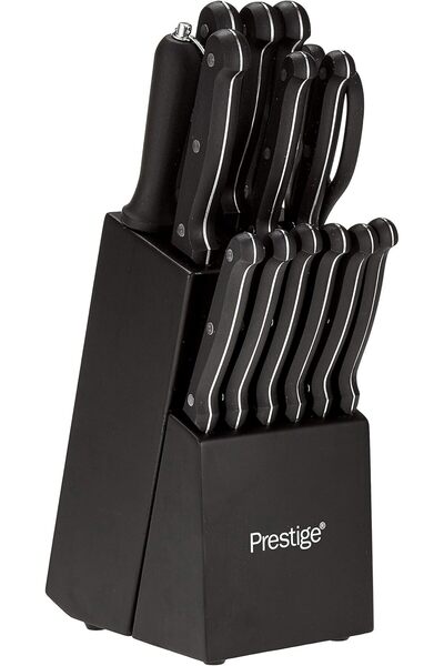 Prestige 15-Piece Stainless Steel Knife Set - Japanese Blades, Dishwasher Safe, PR52114 (Black)