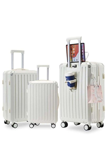 ZUIHAO مجموعة حقائب سفر صلبة من 3 قطع، مقاس 20/24/28 بوصة، لون بيج