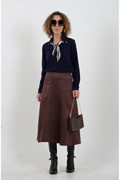 Zelish My Sister Fusta maro din piele artificială