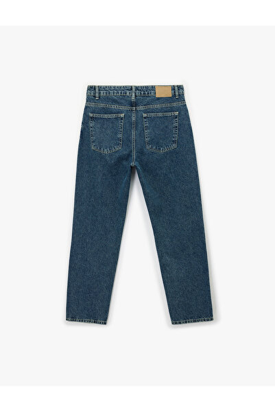 Koton Κανονική μέση βαμβακερή τσέπη Vintage Straight Fit Jean παντελόνι
