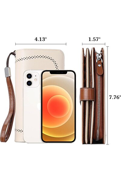 BOSTANTEN Leather Wallet for Women RFID Blocking Wristlet with Zipper Pocket