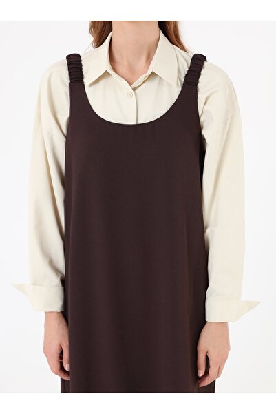 Benin Tesettür Elbise - Kahverengi -