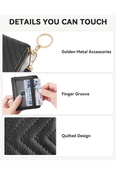BOSTANTEN RFID Blocking Credit Card Holder Small Wallet for Women with Keychain Wristlet - Black