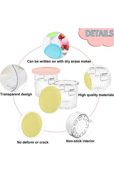 007 Pack of 4 Creami Tubs and Lids for Ninja NC500/NC501 (24 oz) - YOUlDIANZI